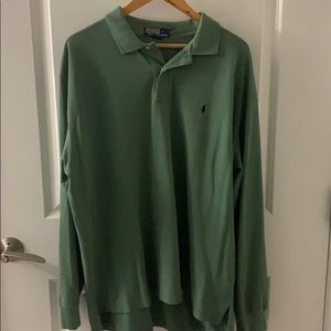 Green Long-sleeved POLO shirt XXL